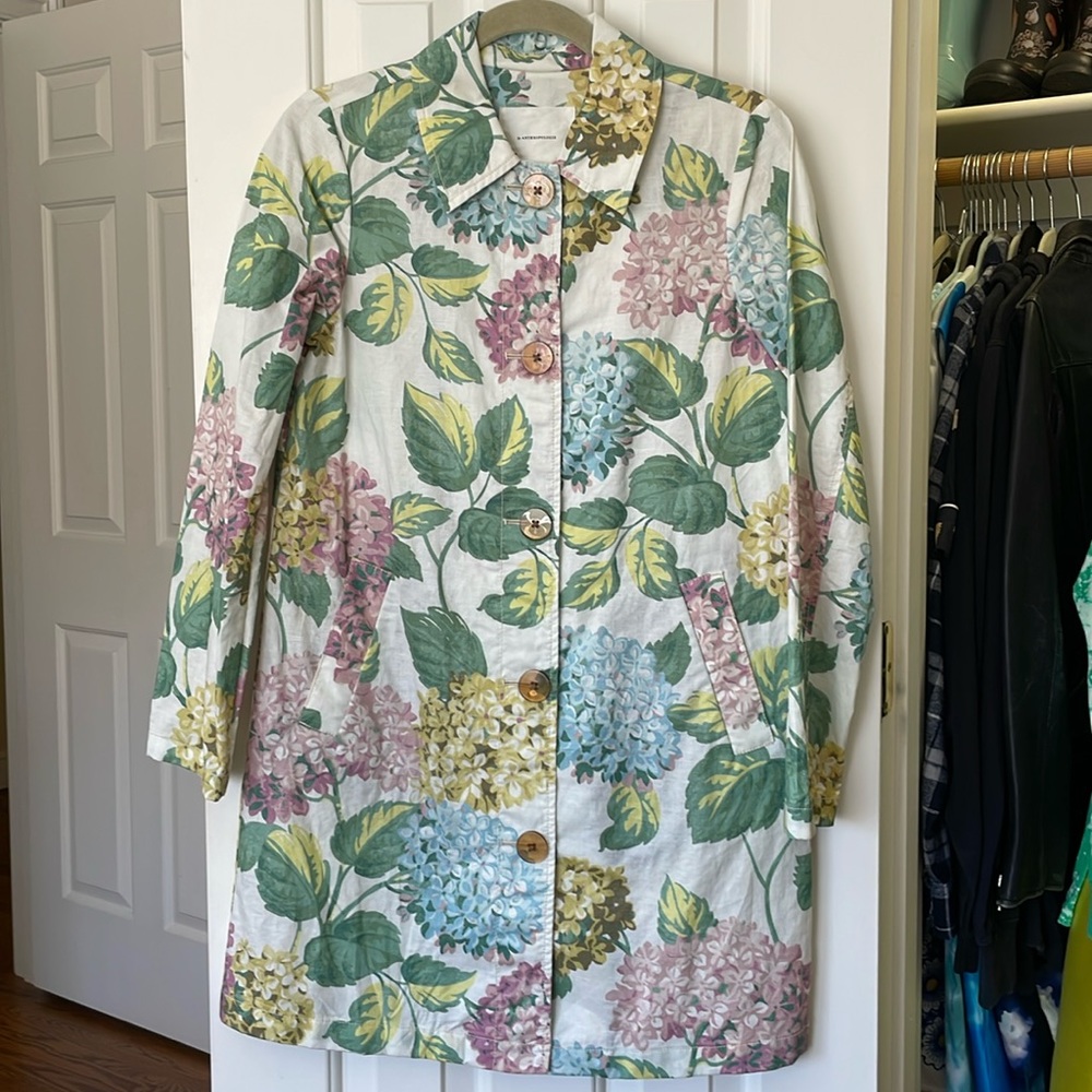 BY ANTHROPOLOGIE Hydrangea Rain Jacket Size XS